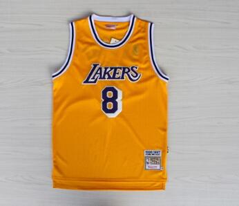 Men Kobe Bryant Los Angeles Lakers Mitchell & Ness 1996-97 Hardwood Classics Stitched Jersey - Gold