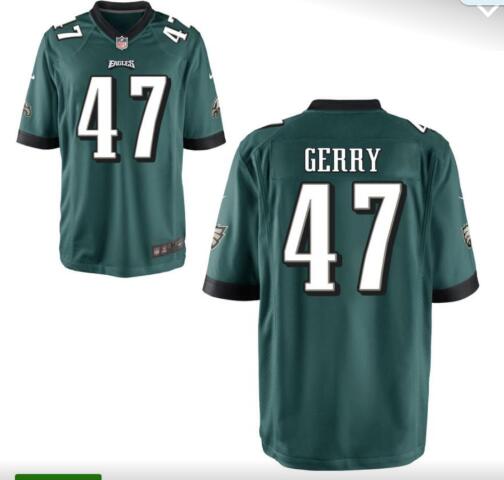 Custom Men's Philadelphia Eagles Nathan Gerry 47 NFL  Green Stitched Jersey