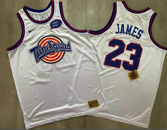 Men's The Movie Space Jam #23 LeBron James White Soul AU Basketball Jersey