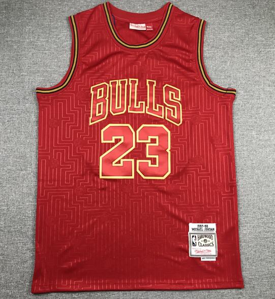 Men's Chicago Bulls #23 Michael Jordan Red 1997-98 Hardwood Classics Soul AU Throwback Jersey