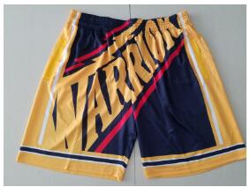 Men's Golden State Warriors Black Big Face Mitchell Ness Hardwood Classics Soul Swingman Throwback Shorts