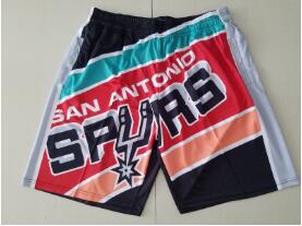 Men's San Antonio Spurs Black Big Face Mitchell Ness Hardwood Classics Soul Swingman Throwback Shorts