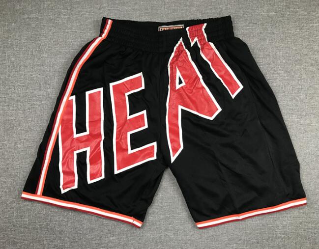 Men's Miami Heat Black Big Face Mitchell Ness Hardwood Classics Soul Swingman Throwback Shorts