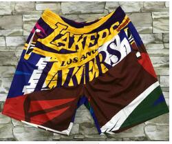 Men's Los Angeles Lakers Multi Color Hardwood Classics Soul Swingman Throwback Printed NBA Shorts