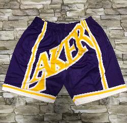 Men's Los Angeles Lakers Purple Big Face Mitchell Ness Hardwood Classics Soul Swingman Throwback Shorts