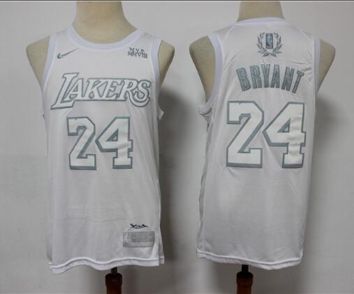 Men's Los Angeles Lakers #24 Kobe Bryant White 2020 MVP Nike Swingman Stitched NBA Jersey