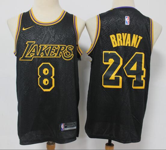 Men's Los Angeles Lakers   Kobe Bryant  Stitched Snake Skin Black jersey