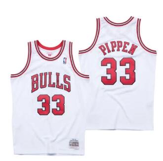 Men's Chicago Bulls 33 Scottie Pippen Jersey White 1997-98 Hardwood Classics