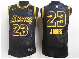 Men's Los Angeles Lakers #23 LeBron James Black NEW 2021 Nike City Edition Wish Patch Stitched Jersey