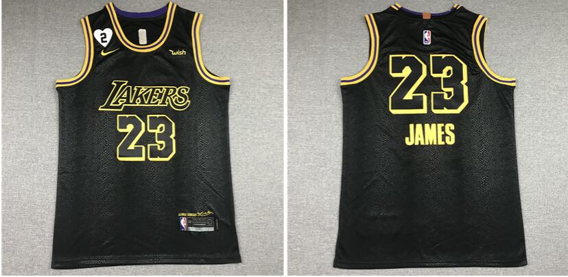 Men's Lakers LeBron James Black  Jersey with White Heart