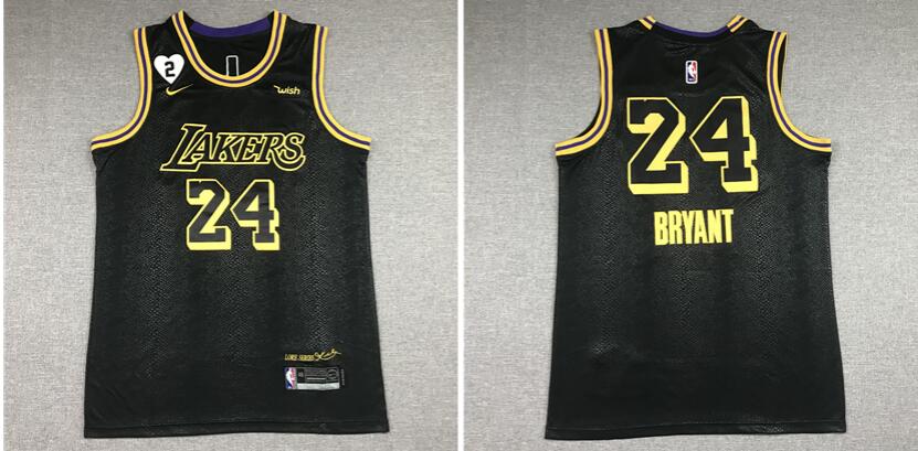 Men's Los Angeles Lakers Kobe Bryant Stitched Jersey with white heart