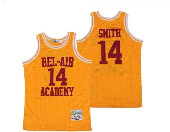 Men's The Movie Bel Air Academy #14 Will Smith Yellow With Red Name Swingman Basketball Jersey