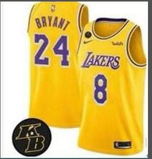 Men's Stitched Kobe Bryant 8 front 24 back Los Angeles Lakers Jersey  KB Patch