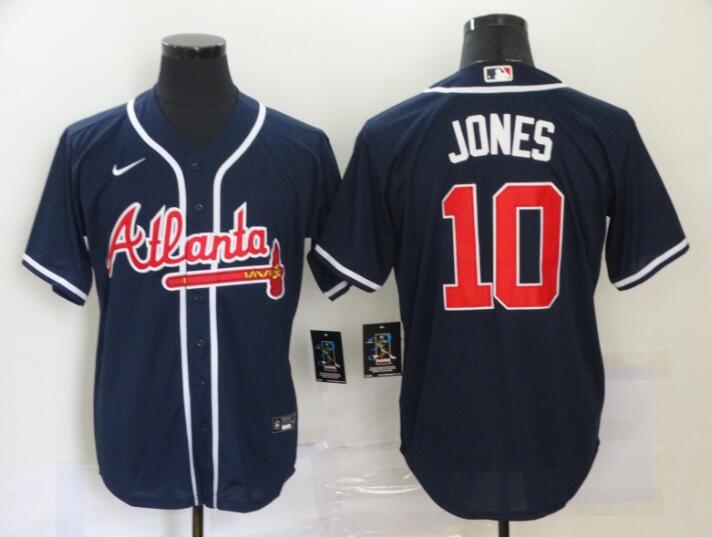 Men's Atlanta Braves #10 Chipper Jones Navy Blue Stitched MLB Cool Base Nike Jersey