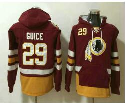 Men's Washington Redskins #29 Derrius Guice Jersey NEW Burgundy Red Pocket Stitched NFL Pullover Hoodie