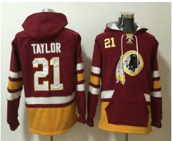 Men's Washington Redskins #21 Sean Taylor NEW Red Pocket Stitched NFL Pullover Hoodie