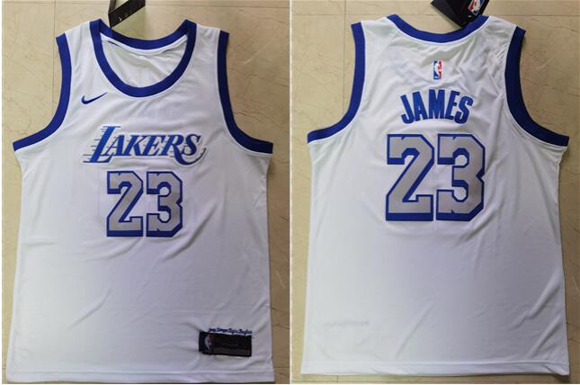 Men's Los Angeles Lakers #23 LeBron James Jersey White City Edition