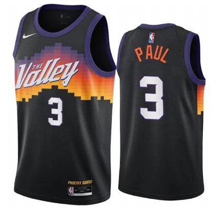 Men's   Chris Paul phoenix suns 3 2021 city Jersey black jersey