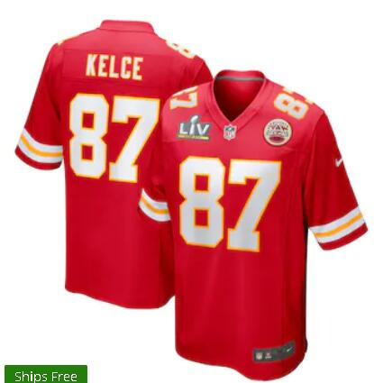 Men's Kansas City Chiefs Travis Kelce Nike Red Super Bowl LV Bound  Jersey