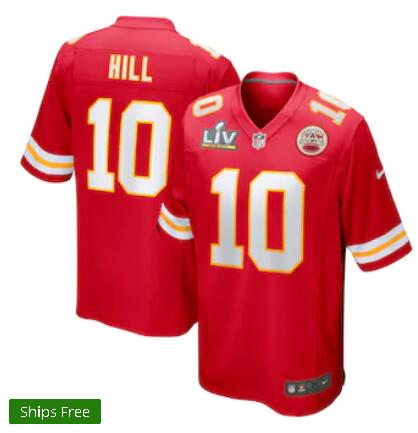 Men's Kansas City Chiefs Tyreek Hill Nike Red Super Bowl LV Bound Stitched Jersey