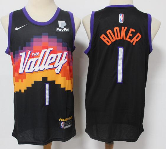 Men's Suns Devin Booker Black City Edition The Valley Jersey Stitched Jersey