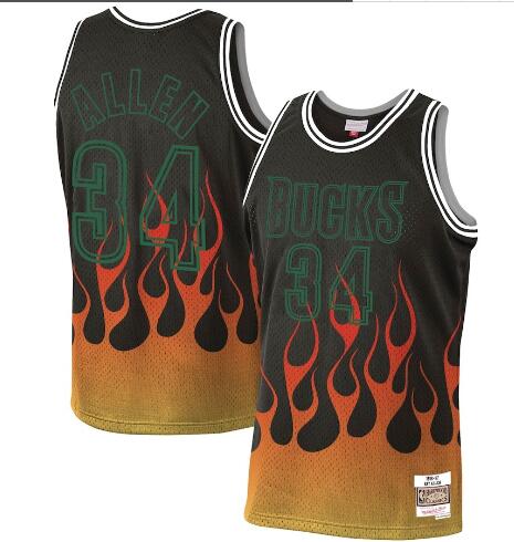 Men's Seattle Supersonics #34 Ray Allen Flame Jersey