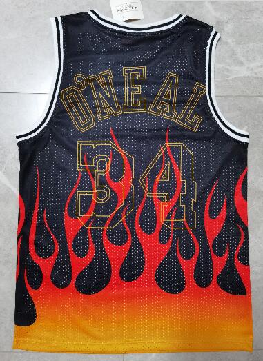 Men's Shaquille O'Neal #34 Los Angeles Lakers Flames Jersey Black jersey