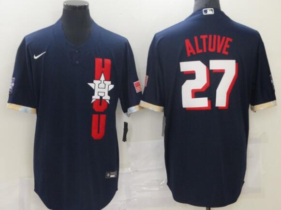 Men Houston Astros 27 Altuve Blue 2021 All Star Game Nike MLB Jersey