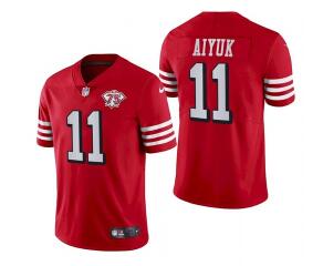 Men San Francisco 49ers #11 Brandon Aiyuk 75th Anniversary Red Throwback Jersey