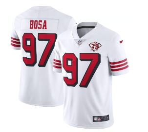 Nike 49ers 97 Nick Bosa White 75th Anniversary Color Rush Vapor Untouchable Limited Jersey