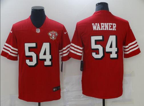 Men's San Francisco 49ers #54 Fred Warner Scarlet 75th Anniversary Red Jersey