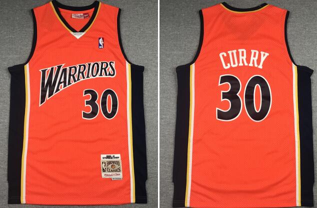 Men's Golden State Warriors Stephen Curry Mitchell & Ness Orange 2009/10 Hardwood Classics Swingman Jersey