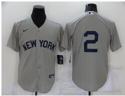 Men's New York Yankees #2 Derek Jeter 2021 Grey Field of Dreams Cool Base Stitched Baseball Jersey