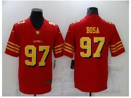 Men's San Francisco 49ers #97 Nick Bosa Red Gold 2021 Vapor Untouchable Stitched NFL Nike Limited Jersey