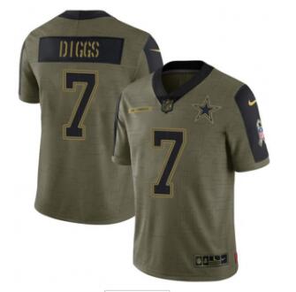 Men's Olive Dallas Cowboys #7 Trevon Diggs 2021 Salute To Service Limited Stitched Jersey