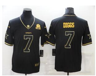 Men's Dallas Cowboys #7 Trevon Diggs Black 60th Seasons Patch Golden Edition Stitched NFL Nike Limited Jersey