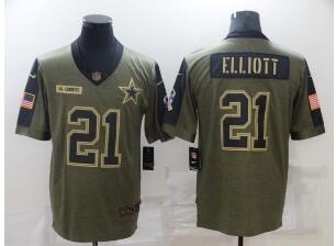 Men's Dallas Cowboys #21 Ezekiel Elliott Nike Olive 2021 Salute To Service Limited Player Jersey