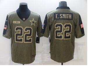 Men's Dallas Cowboys #22 Emmitt Smith Nike Olive 2021 Salute To Service Retired Player Limited Jersey