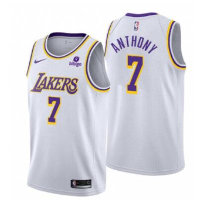 Men's Los Angeles Lakers #7 Carmelo Anthony bibigo 75th Anniversary White Stitched Jersey