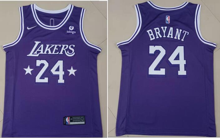 Men's Los Angeles Lakers #24 Kobe Bryant bibigo 75th Anniversary Purple Stitched Jersey