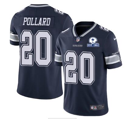 Nike Cowboys #20 Tony Pollard Navy Blue Team Color Men's Stitched With Established In 1960 Patch NFL Vapor Untouchable Limited Jersey