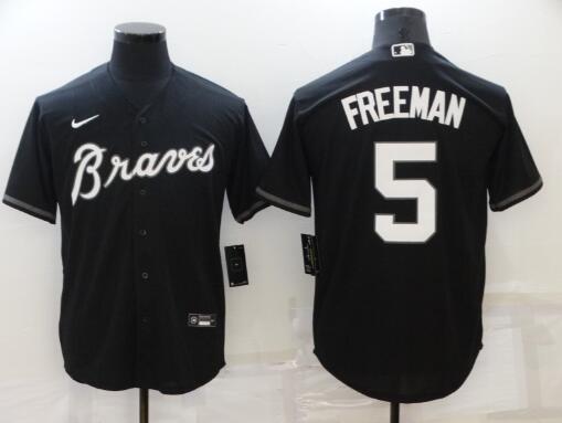 Men's Atlanta Braves #5 Freddie Freeman Stitched Black Jersey