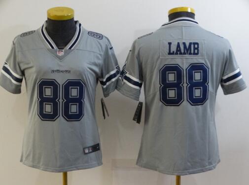 Women Dallas Cowboys #88 CeeDee Lamb Grey 2020 Inverted Legend Stitched NFL Nike Limited Jersey