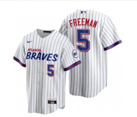 Men's Atlanta Braves #5 Freddie Freeman White 2021 City Connect Stitched Jersey