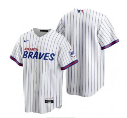 Men's Atlanta Braves Blank 2021 White City Connect Stitched Jersey