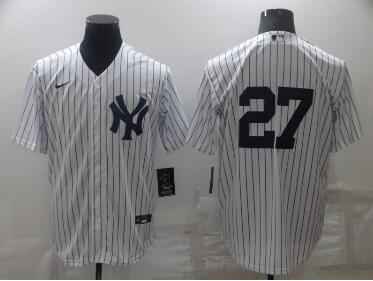 Men's New York Yankees #27 Giancarlo Stanton White No Name Stitched MLB Nike Cool Base Jersey