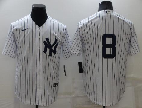 Men's New York Yankees #8 Yogi Berra White No Name Stitched MLB Nike Cool Base Throwback Jersey