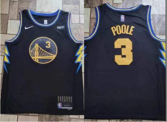 Men's Jordan Poole Golden State Warriors 2021-22 City Black Swingman Jersey