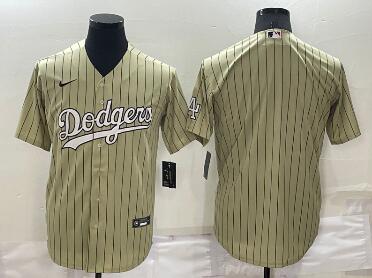 Men's Los Angeles Dodgers Blank Cream Pinstripe Stitched MLB Cool Base Nike Jersey