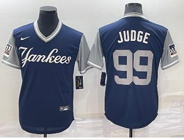 Men's New York Yankees #99 Aaron Judge Judge Navy LLWS Players Weekend Stitched Nickname Nike Jersey